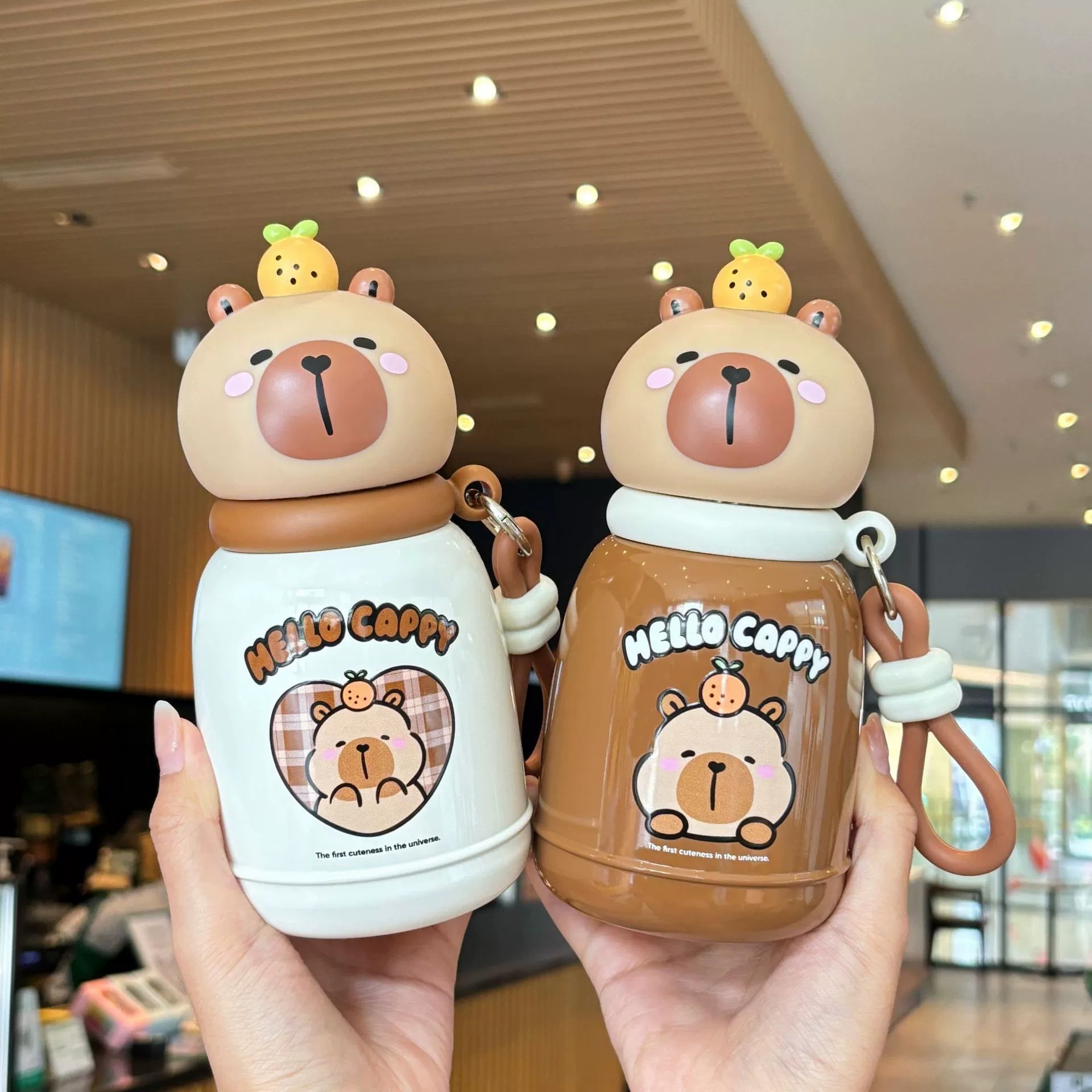 Cute Capibara water cup, adorable children's direct drinking insulated cup, portable and compact, high-quality appearance stainless steel cup full figure