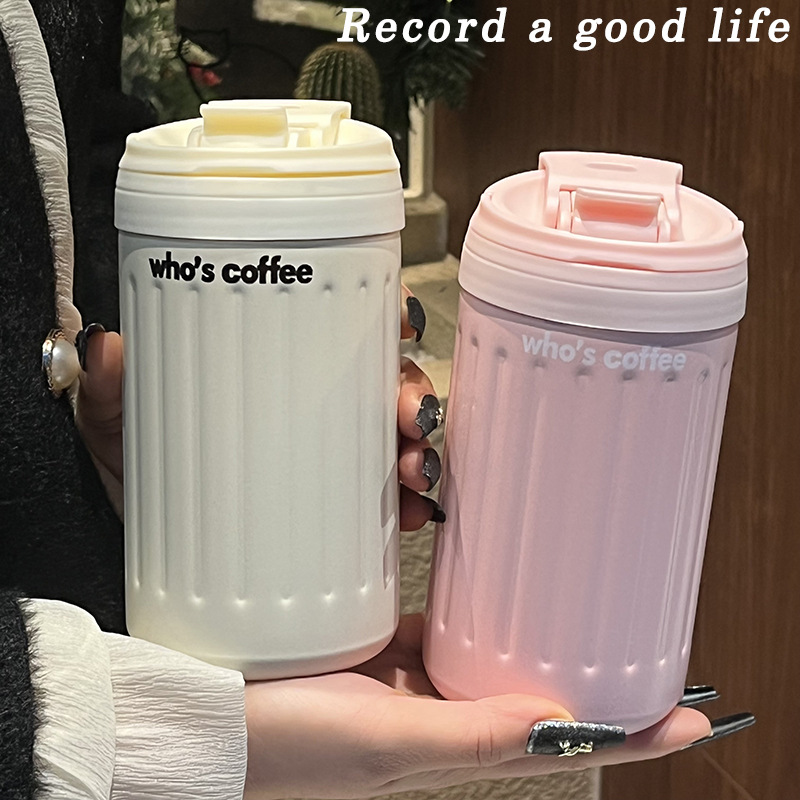 Simple and niche double-drinking cup design sense, office worker, high-end student straw cup, 316 stainless steel insulated cup, women's Instagram details Picture