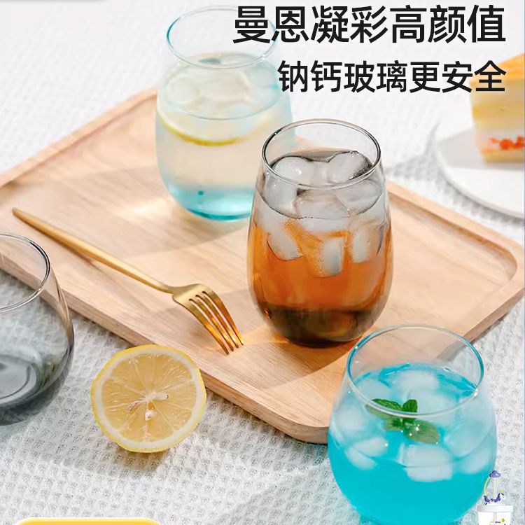 Lemeiyazi girls' tempered glass cups, milk cups, tea cups, hot cups, glass cups, home and office drinking cups full figure