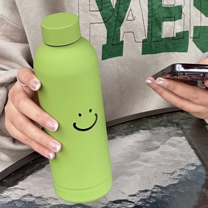 New Korean style simple smile 304 stainless steel insulated cup, portable for home and outdoor use, student personal leisure insulated cup Specification drawing