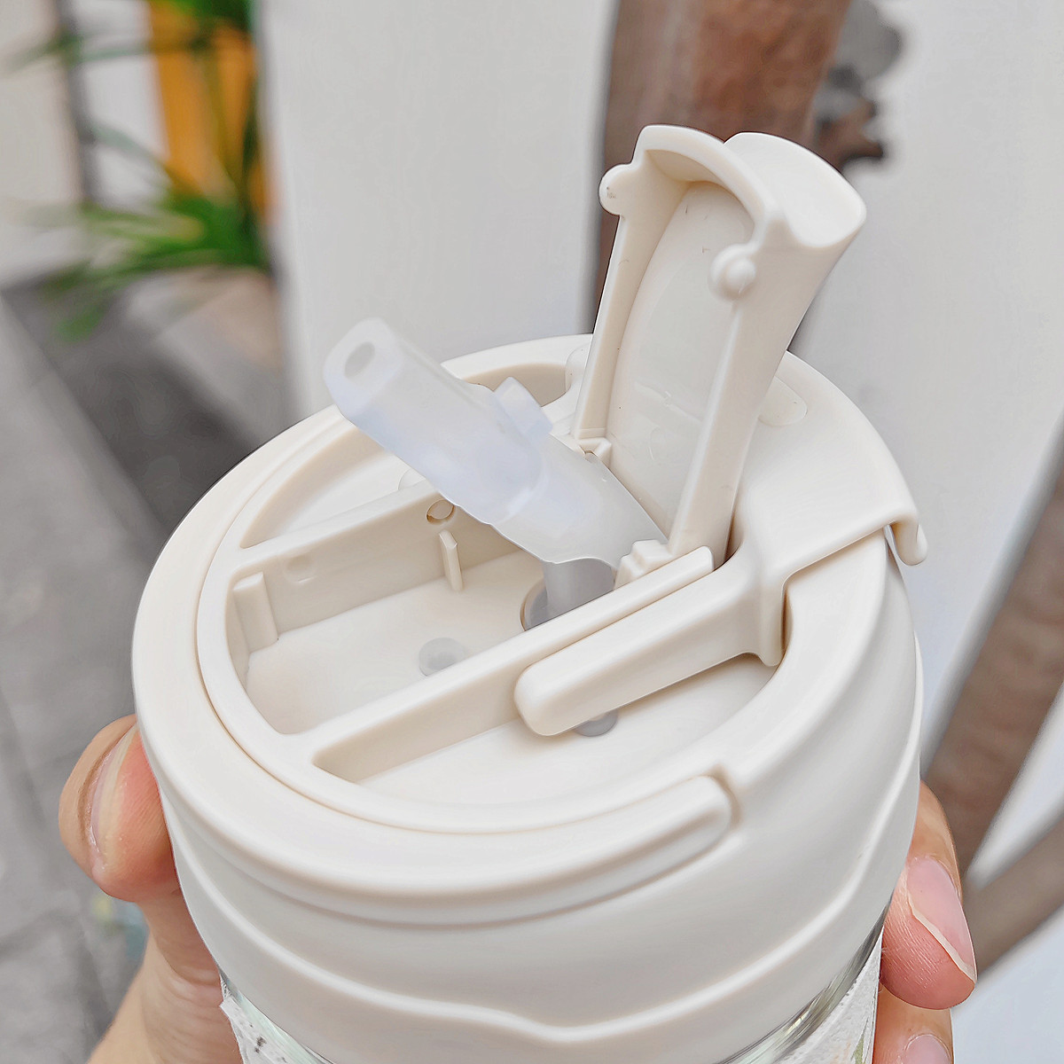 Fresh double-drinking glass cups, girls' artistic ins flower water cups, portable heat-insulating coffee cups for office and home use wholesale details Picture