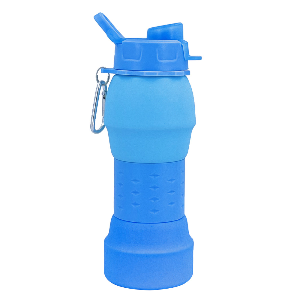 Cross-border best-selling silicone creative color-blocking water bottles, folding and stretchable sports water bottles, outdoor cycling folding water cups Item Picture