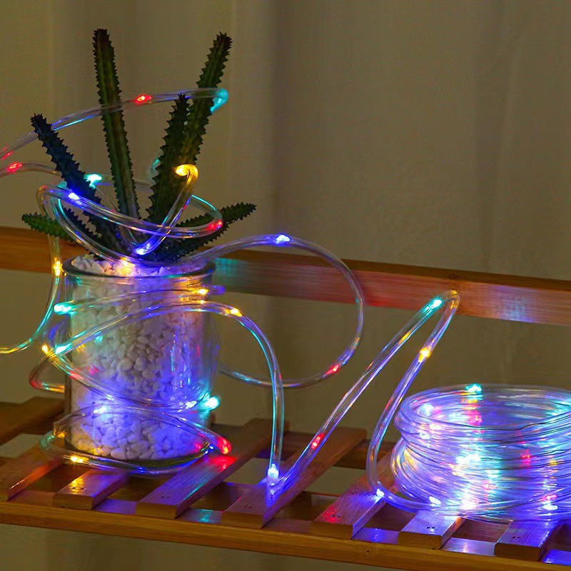 Cross-border wholesale of LED solar copper wire tube lights, outdoor waterproof Christmas tree lights, PVC rainbow tube decorative lights Specification drawing