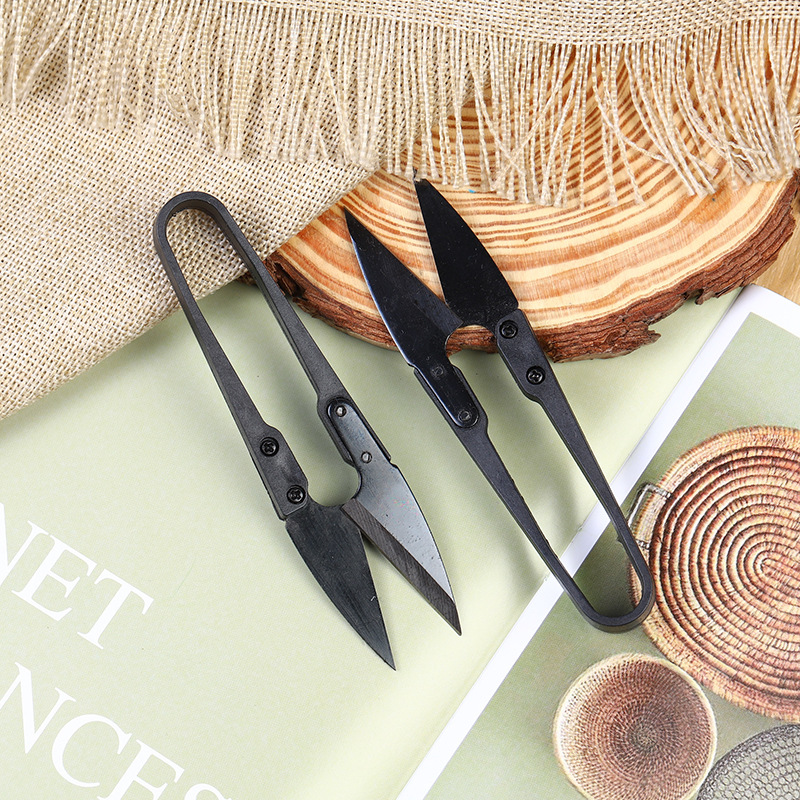 Black plastic-handled high-carbon steel wire shears TC805U-shaped wire shears spring thread end shears Cross-stitch household small scissors undefined