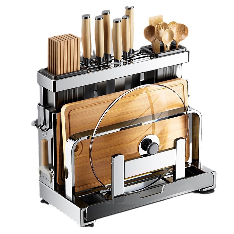 304 stainless steel kitchen knife rack, storage rack, chopping board rack, integrated chopstick and knife storage rack, storage rack, kitchen knife rack Item Picture