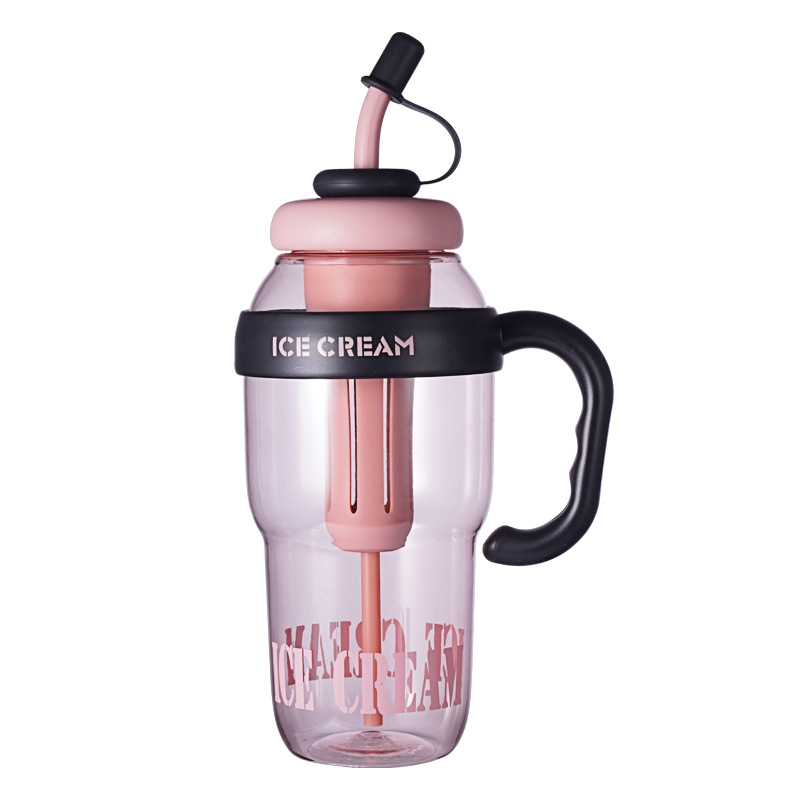 Summer Internet celebrity, high appearance level, handle ice cup, large-capacity straw, plastic cup, high-temperature resistant, portable car, large-belted cup Item Picture