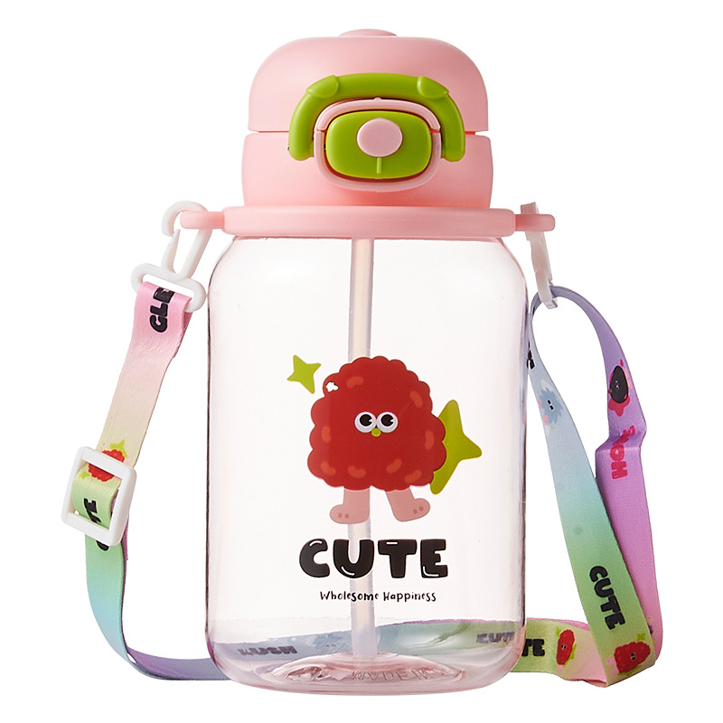 Fuxing Children's cute water cups, cartoon water bottles, outdoor slanted straw cups, summer student portable pop-up lid space cups Application Scenario
