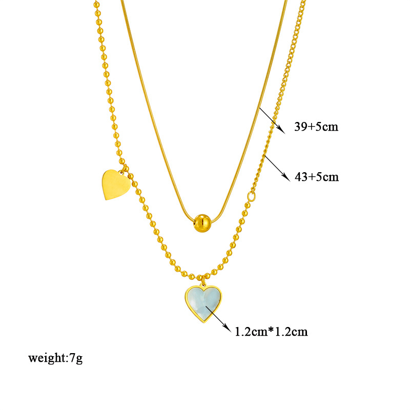 French retro, high-end and simple shell heart pendant, titanium steel multi-layer stacked chain, fashionable and exquisite jewelry necklace Application Scenario