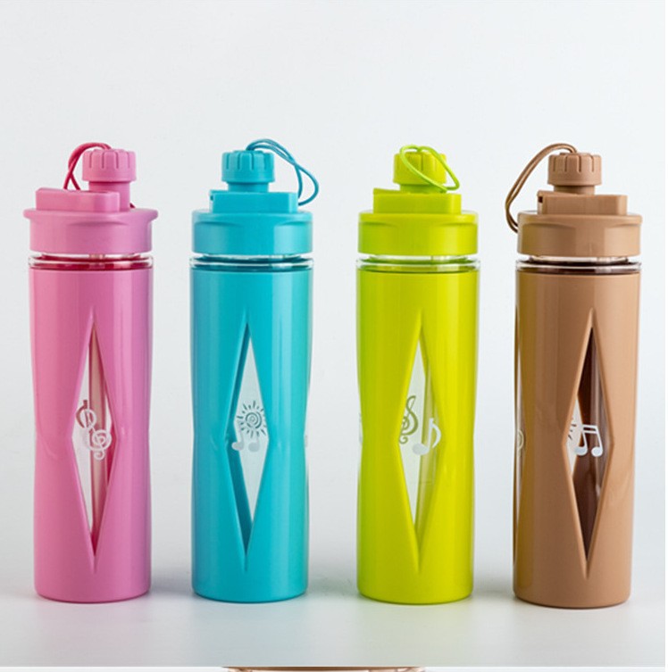 Manufacturer's double-layer straw direct drinking dual-purpose plastic water bottle, sports water cup, foreign trade 7257 space cup, Southeast Asian version Specification drawing