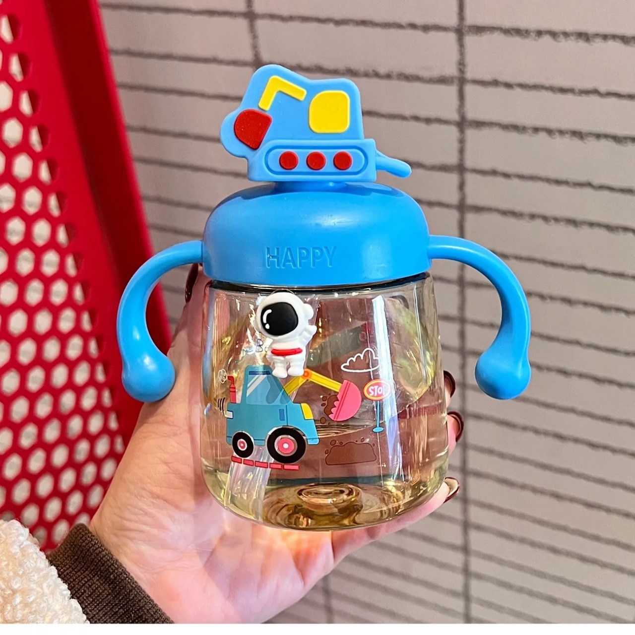 Children's milk cups, direct drinking bottles, 1-3 years old babies' learning drinking cups, drinking milk straws, water cups, learning drinking cups for kindergartens Specification drawing
