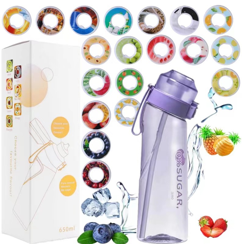 Amazon's best-selling 0-sugar and 0-calorie fun cup, gradient color outdoor scented water cup, sports cup, tritan Fragrance ring cup Specification drawing
