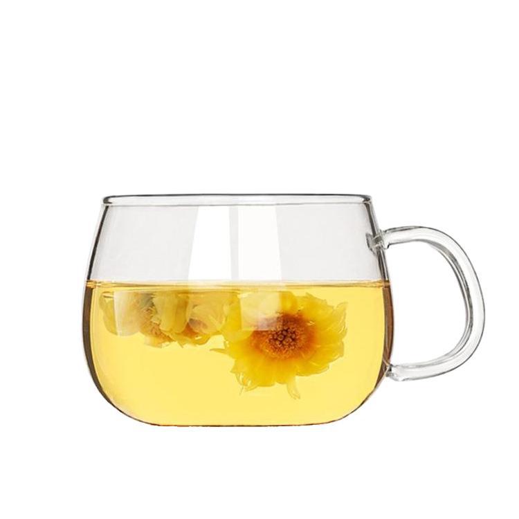 Wholesale glass tea cups, thickened with LIDS, round fun cups, high-temperature resistant tea drinking glass cups, office cups, tea brewing cups, flower tea cups Item Picture