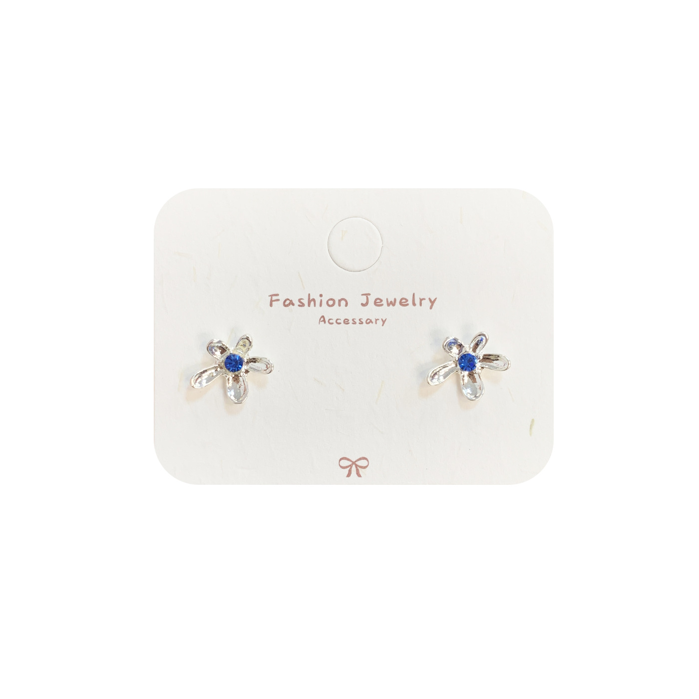 Cold and clear sea blue diamond five-petal flower ear studs, women's silver needles, small and irregular ins style, forest-themed, super ethereal and exquisite earrings Item Picture