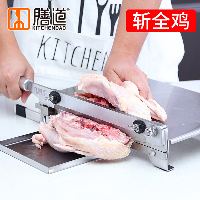 Shandao stainless steel commercial bone cutter for cutting pork ribs, chicken, duck and fish, guillotine knife for bone chopping, gate knife for frozen meat and traditional Chinese medicine slicing machine Application Scenario