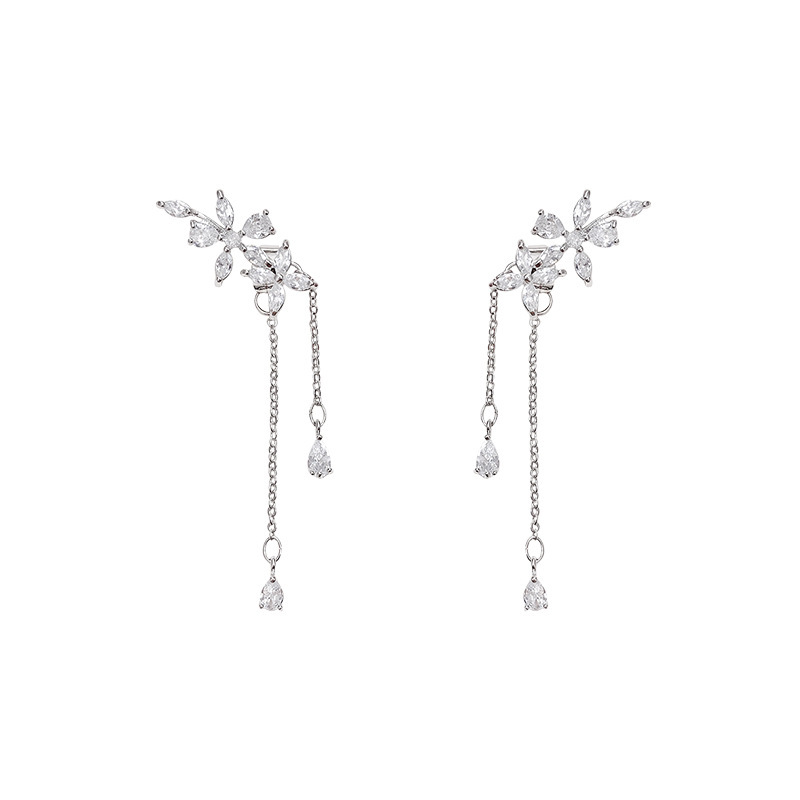 S925 Silver Needle Korean version exquisite Zircon earrings, female personality, Internet celebrity design sense, versatile and elegant earrings wholesale Item Picture