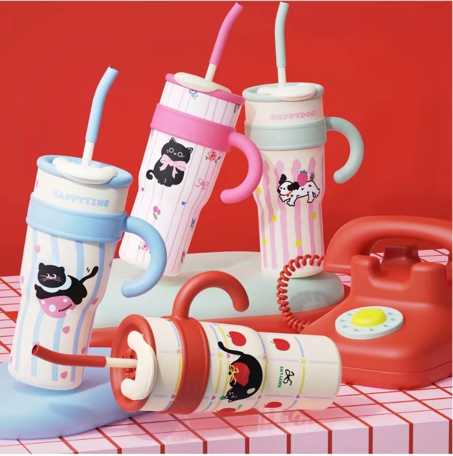 Giant ice Cup, large-capacity straw, insulated cup for girls, 2024 new model water cup, office, high appearance level full figure