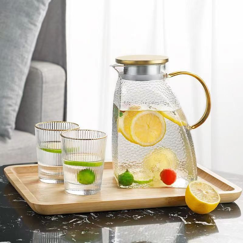 Refrigerator cold water bottle, summer household high-temperature resistant large-capacity cold water bottle, flower teapot, high borosilicate teapot cup Specification drawing