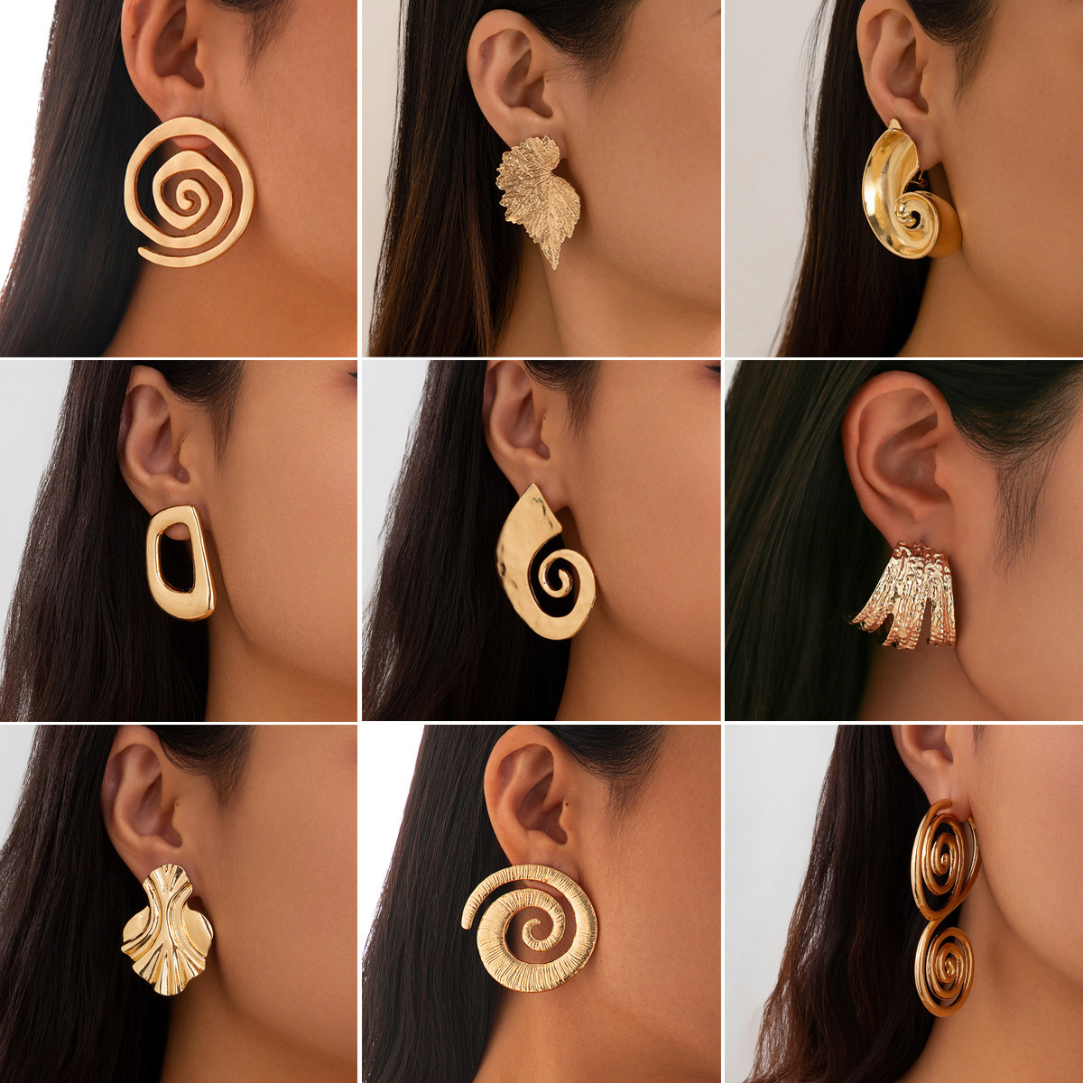 Exaggerated vacation style earrings European and American conch symbol personalized stud earrings cross-border geometric retro earrings for women Specification drawing