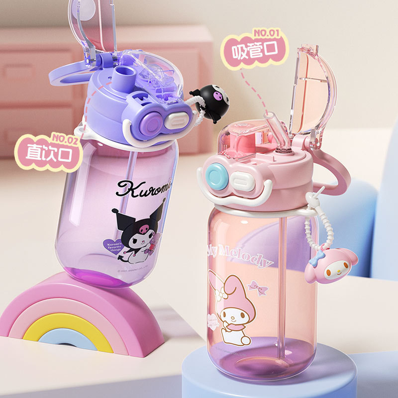 Sanrio's new double drinking cup, the tritan high-temperature resistant straw cup, is a cute cup specially designed for students to go to school Application Scenario