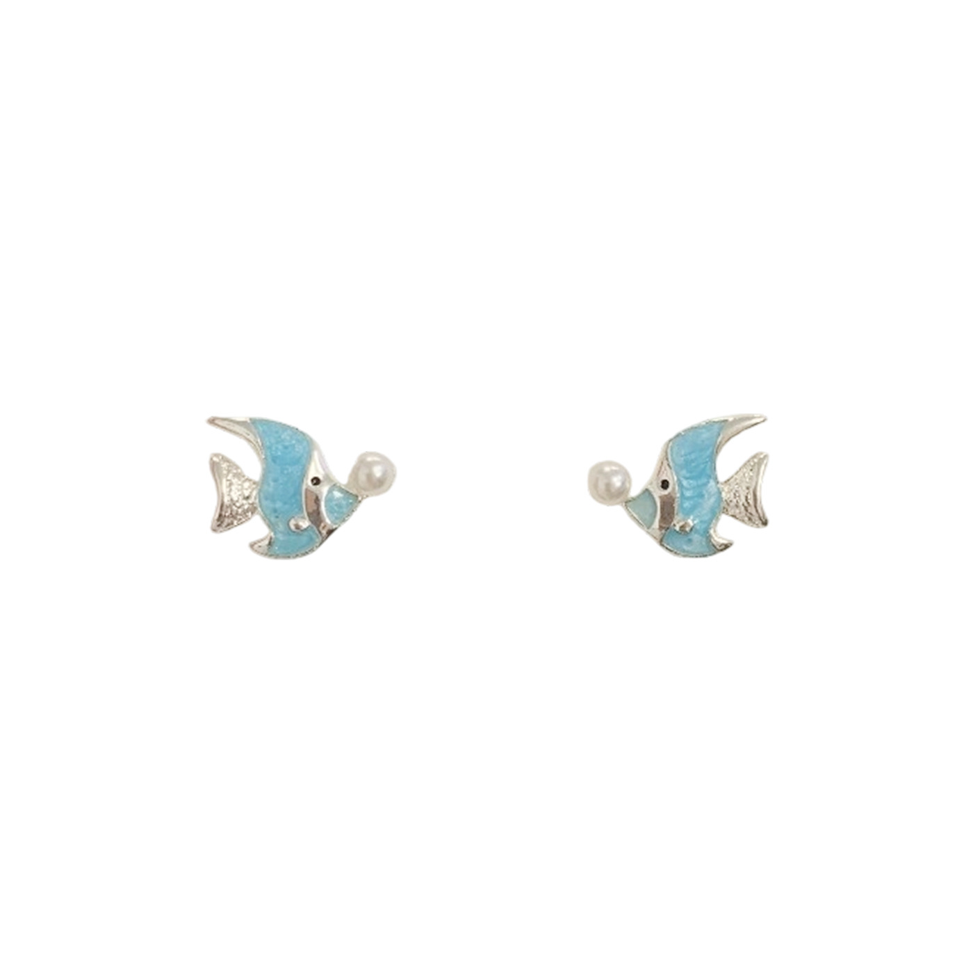 Ocean vacation style blue starfish shell stud earrings, women's silver needle, fresh and versatile design sense, exquisite and sweet earrings Item Picture