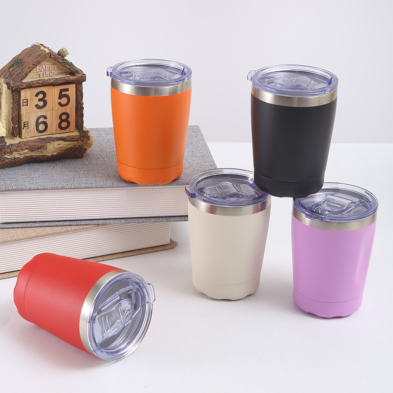 New mini 12OZ car cup for foreign trade, double-layer stainless steel ice cube cup, 304 stainless steel car cup full figure