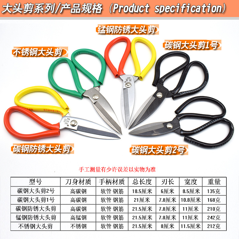 Household kitchen scissors, civilian electroplated fish head scissors, office leather, industrial hand paper-cutting, powerful large-head scissors details Picture