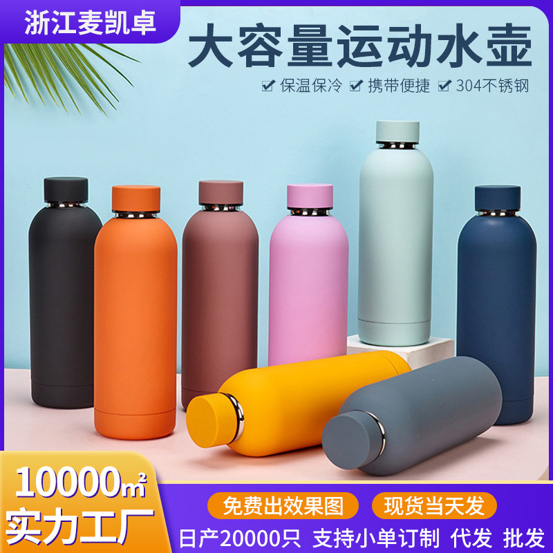 Cross-border 304 stainless steel insulated cup, portable car sports water bottle, creative student cola bottle, insulated cup, sealed full figure