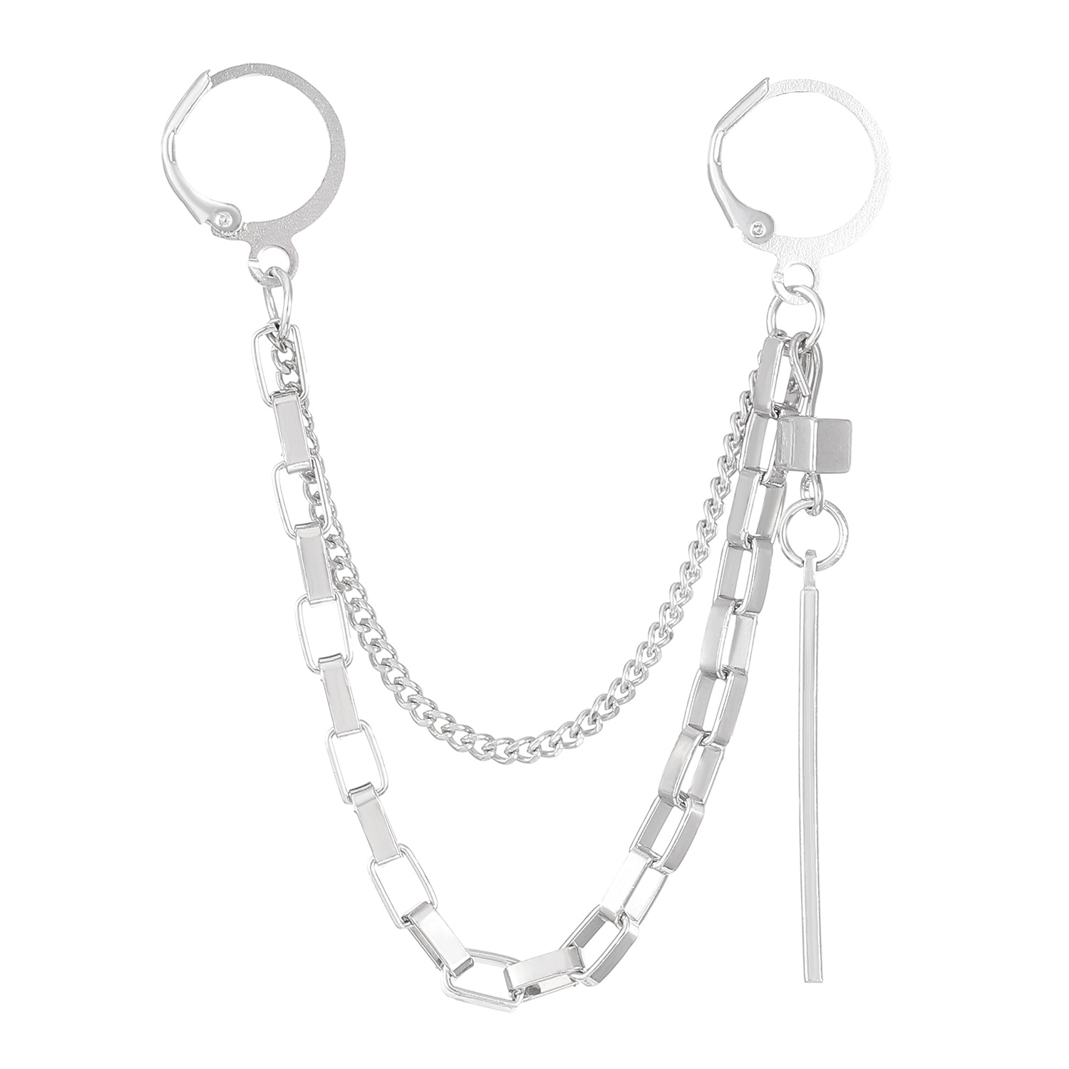 Cross-border new long tassel chain earrings, ins cold style design, alloy round ball cross pendant stud Item Picture