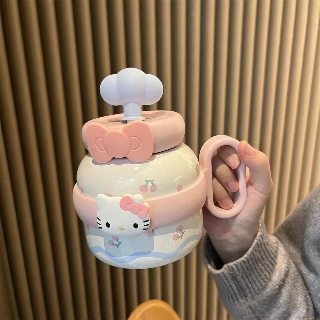 Cute, super adorable, high appearance level, large-belted straw cup, large capacity, high appearance level straws for girls, clearance sale, best-selling gift handle Specification drawing