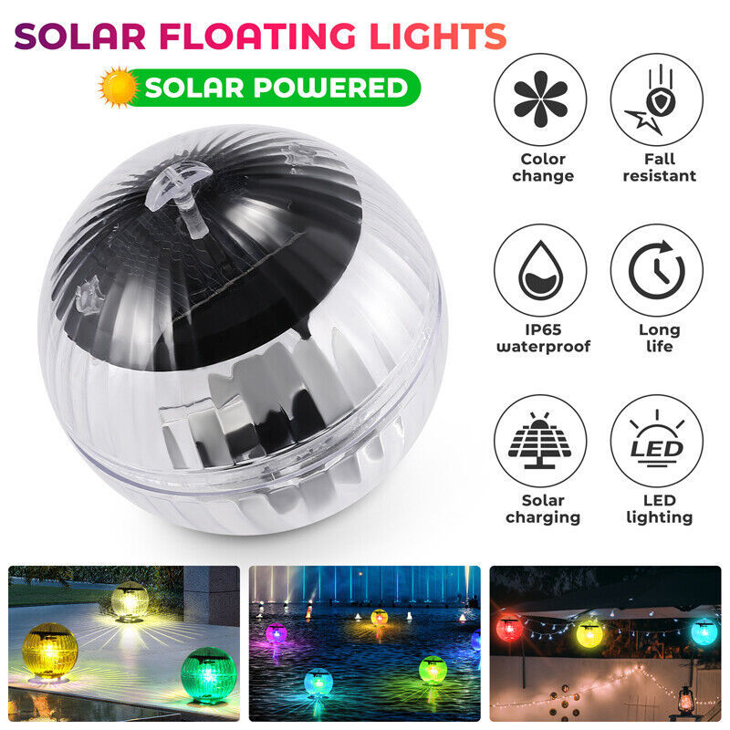 Outdoor solar-powered water float lights, pond floating lights, fishpond fish feeding lights, courtyard decorative lights, pool lights, insect-attracting lights full figure