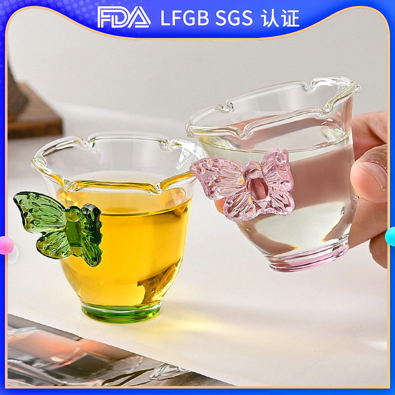 Fairy Butterfly original design glass cup, high borosilicate heat-resistant butterfly simple tea-tasting cup, creative coffee cup full figure
