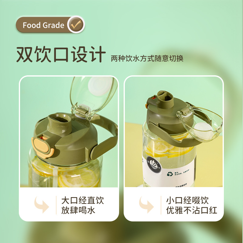 One-piece consignment large-capacity travel water bottle, summer outdoor portable sports and fitness space cup, transparent plastic water cup Specification drawing