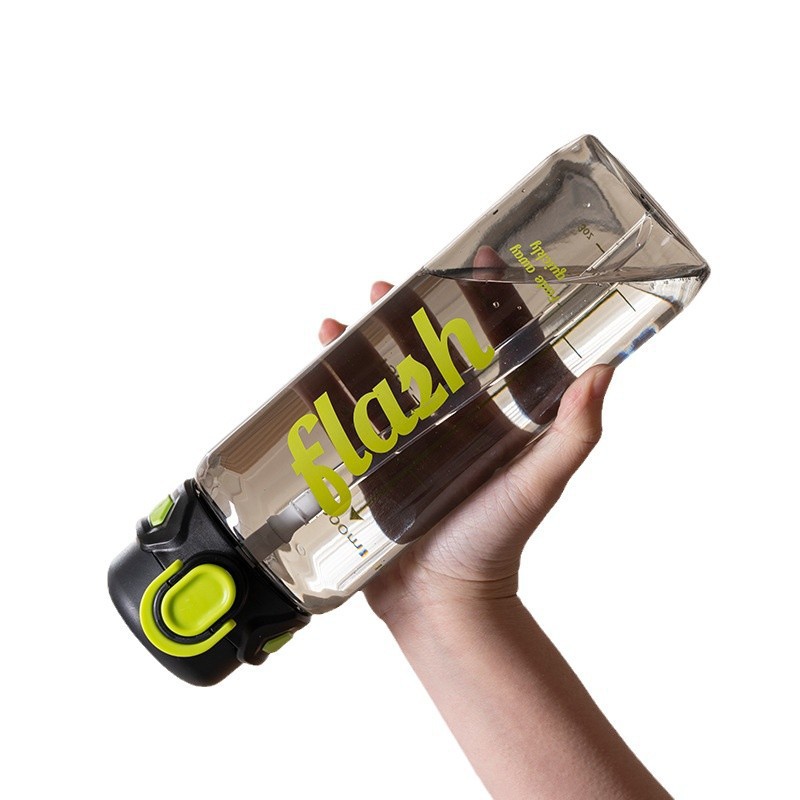 Summer trend sports straw cup, simple and portable water cup, male and female students outdoor fitness anti-drop water bottle with scale Item Picture