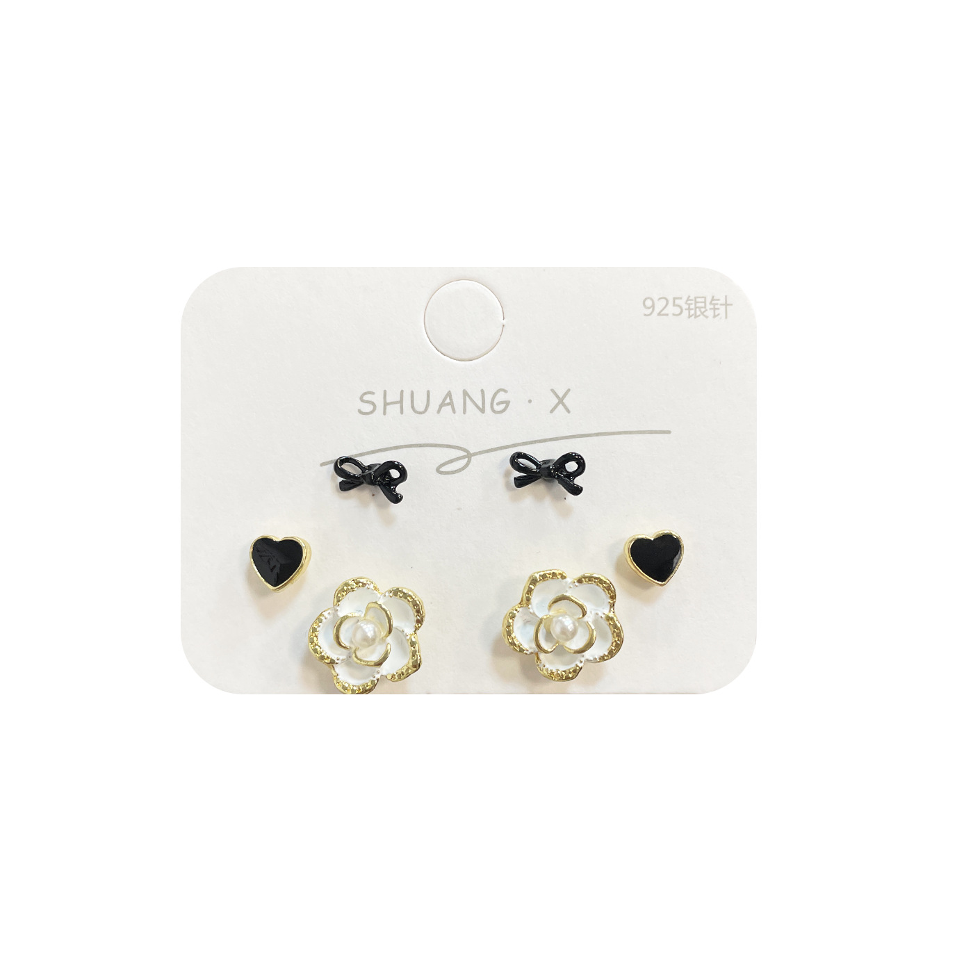 Elegant golden butterfly geometric stud earrings set for women, small and exquisite silver needle, fresh and delicate heart-shaped flower earrings wholesale Item Picture