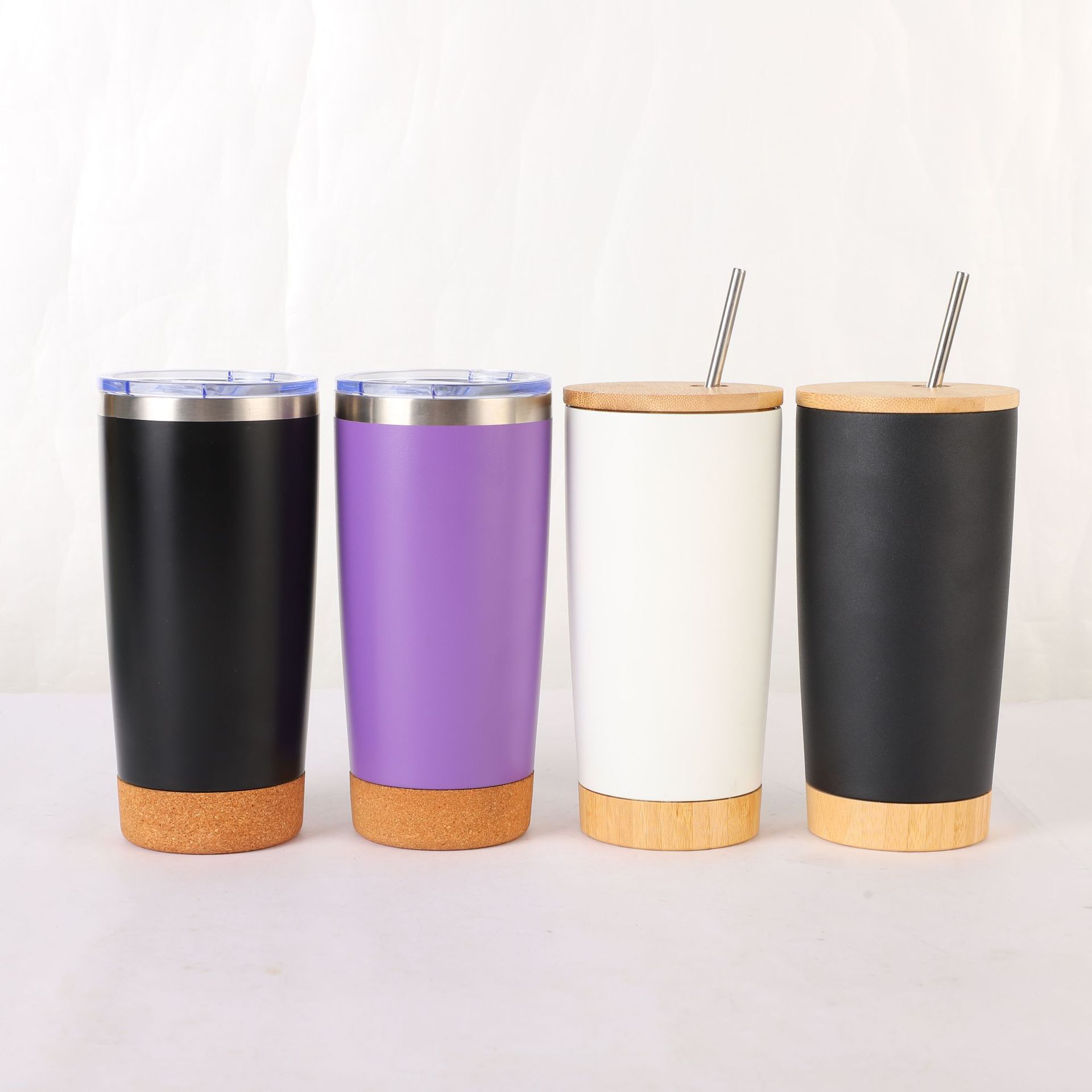 New 20oz bamboo and wood base car cup, 304 stainless steel office double-layer vacuum insulated cup full figure