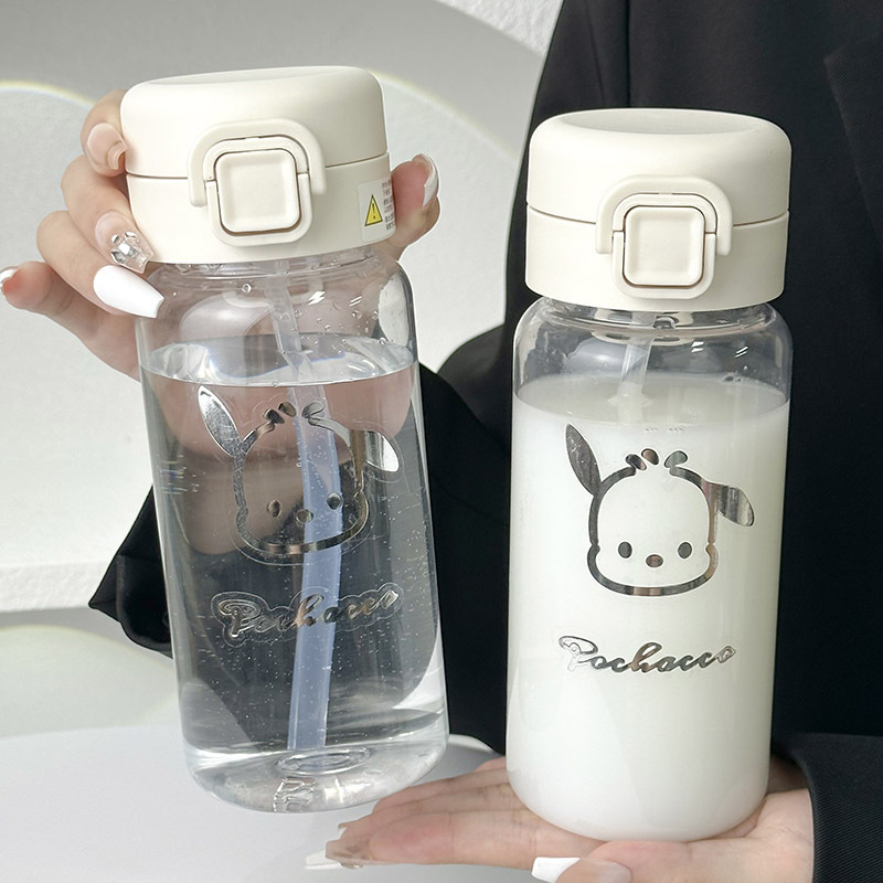 New water cup with InS-style animal stickers, large-capacity girls' straw cup, portable bouncing cup, large-capacity cup full figure