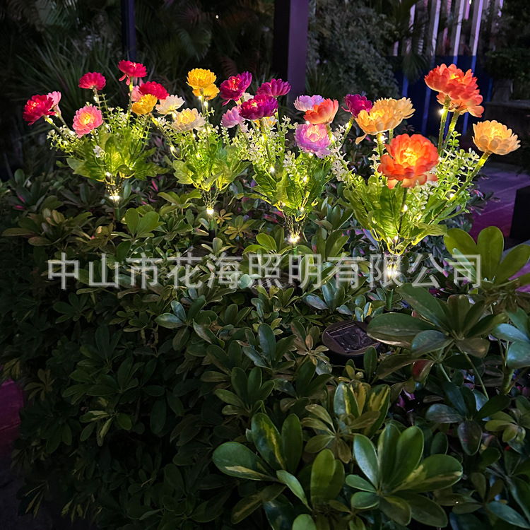 Solar-powered snow lotus flower lanterns, outdoor courtyard garden decoration, lawn ground insert lights, LED simulation snow lotus flower lanterns details Picture