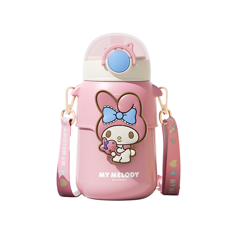 Sanrio officially authorized student insulated cup, cartoon sports water cup, personalized women's straw cup, cute pop-up lid cup Item Picture