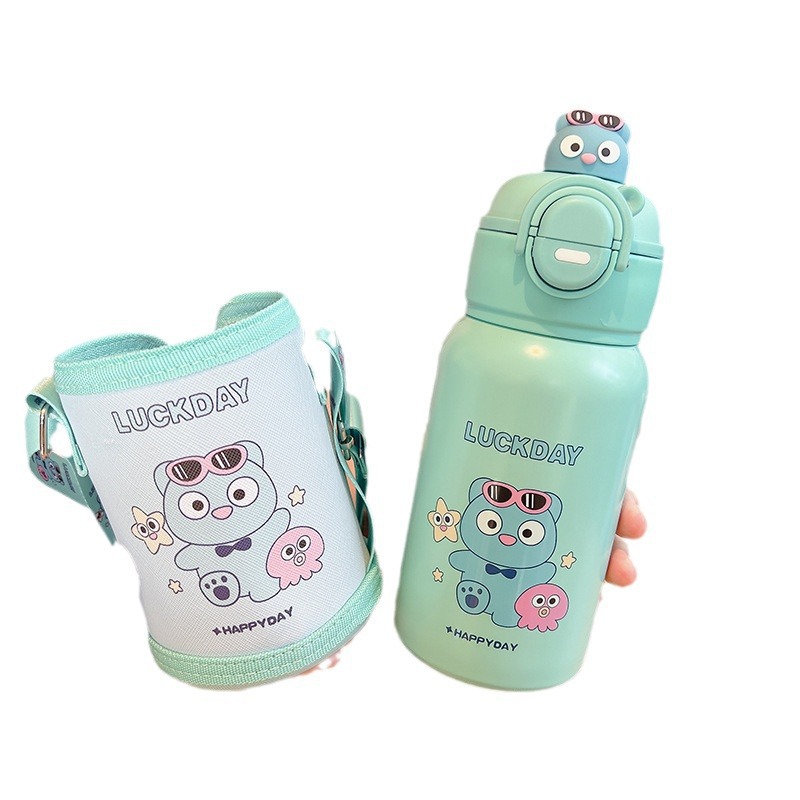 The 2025 new model of 316 stainless steel children's insulated cup has a large capacity and comes with a dual-drink pop-up creative cartoon water cup Item Picture