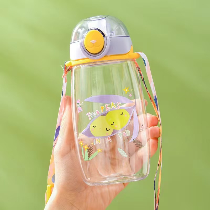 Children's water cup, cute cartoon plastic direct drinking cup, primary school, kindergarten, baby, summer durable and portable water bottle details Picture