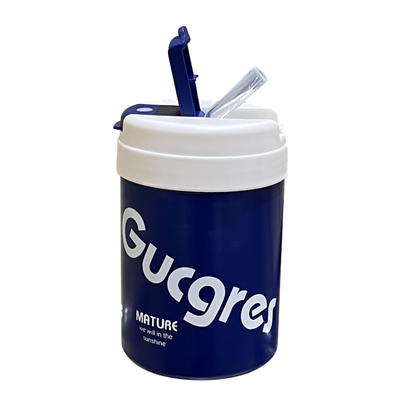 Ins-style insulated cup with straw, double drinking cup, high school girls' appearance level coffee cup, simple and portable cup with stickers included Item Picture