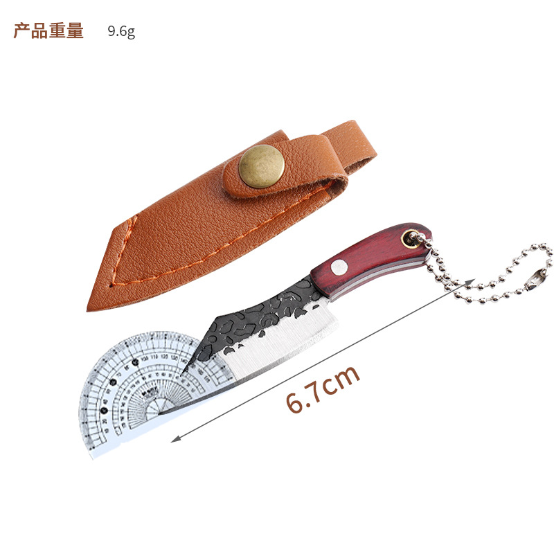 Keychain pendant, small knife, camping portable self-defense tool, forged mini knife, pocket-sized unboxing and unpacking undefined