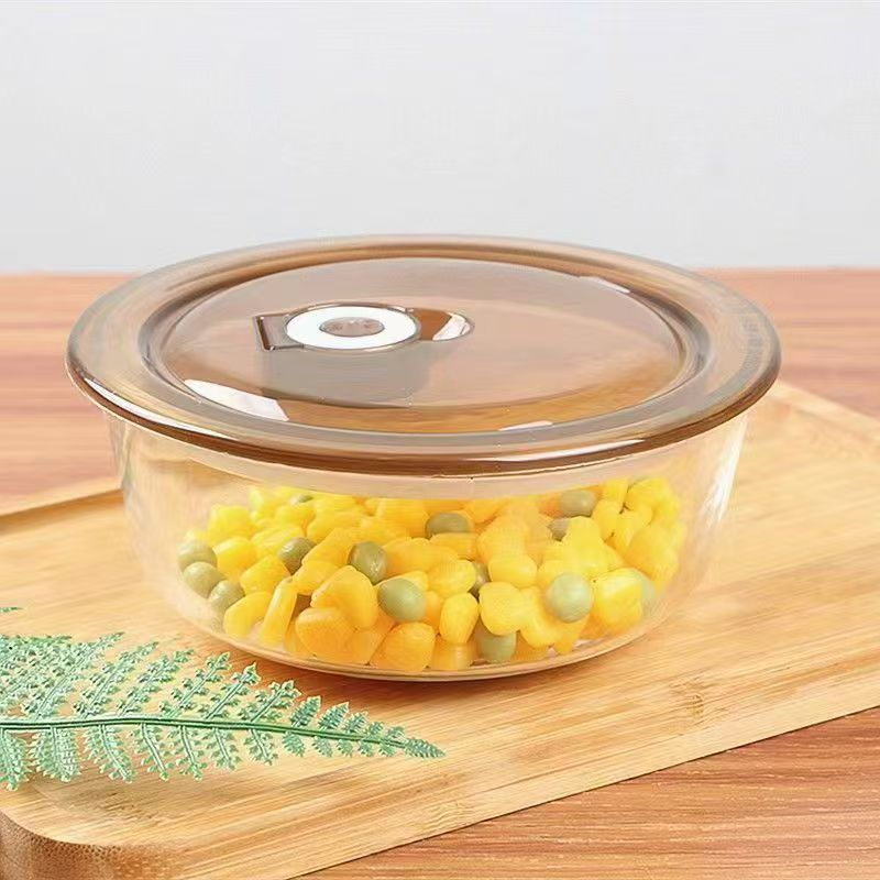 Five-piece set of glass food preservation bowl with lid, lunch box, salad instant noodle bowl, microwave transparent round glass bowl Application Scenario