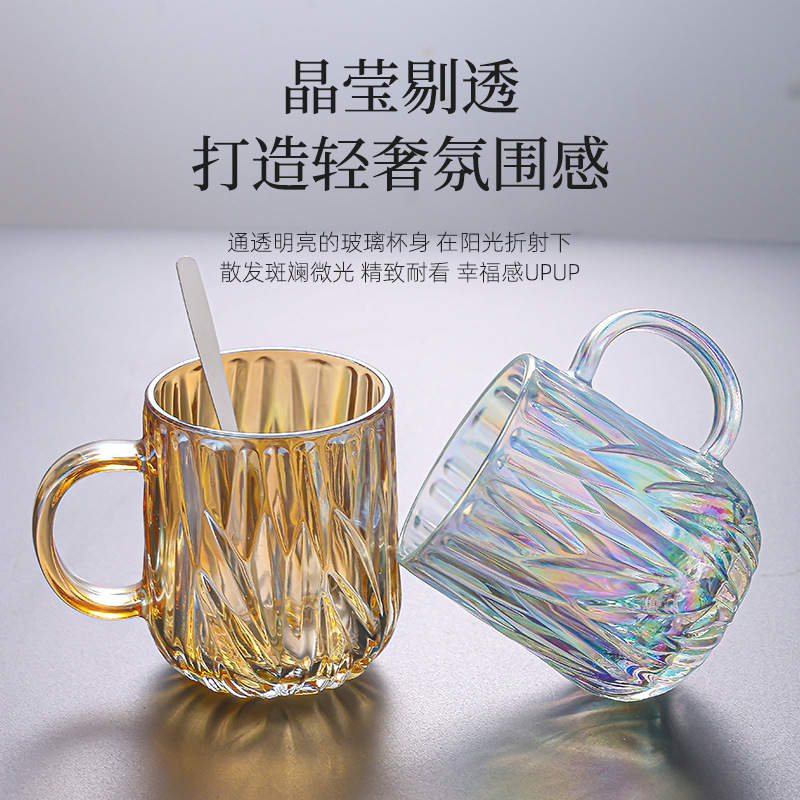 Wholesale of high-appearance-level cups, glass cups with handles, heat-resistant personal coffee cups, water cups, women's breakfast milk cups details Picture