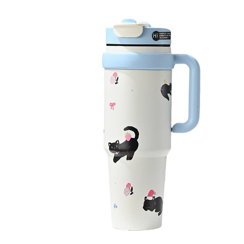 Giant insulated cup for girls, high appearance level, large-capacity ice cube cup, water cup, 2024 new style straw cup, fresh and clean Item Picture