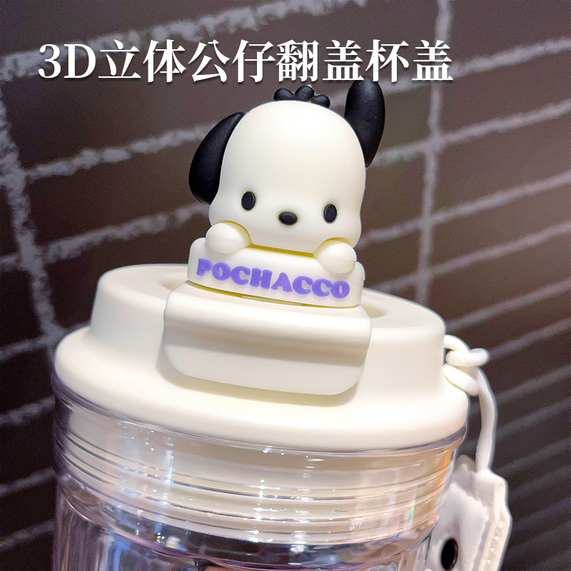 Cartoon children's plastic cups, Sanrio officially authorized water cups, cute figurine coffee cups, simple student portable cups details Picture