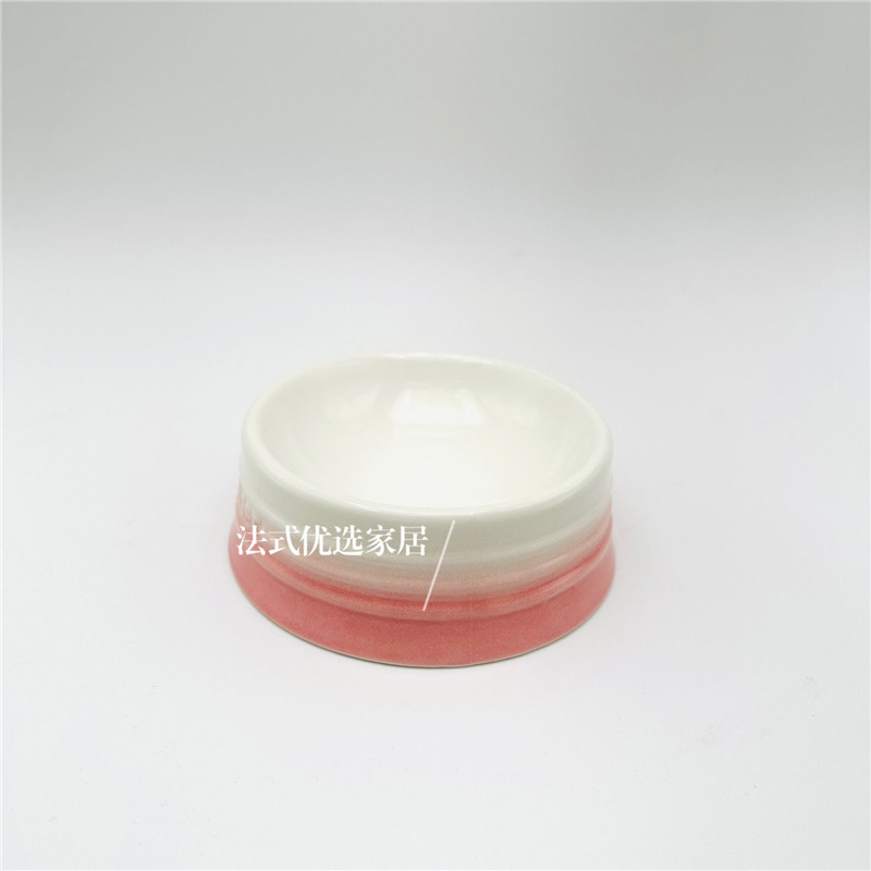 Cool color short-legged, flat-mouthed, high-legged pet bowl, ceramic cat and dog bowl, large-capacity anti-knock, ins snack bowl with gradient color undefined