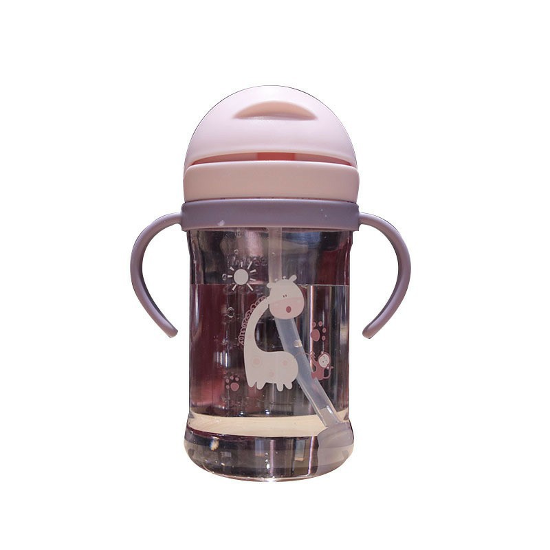 Baby water cup with handle, scale, anti-drop, children's water drink cup, cartoon new water bottle for kindergarten, sealed and leak-proof Item Picture