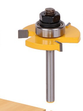 High-end 3-tooth T-type tenon cutter, square-tooth tenon cutter, floor cutter, panel cutter, woodworking milling cutter, engraving cutter, yellow paint undefined