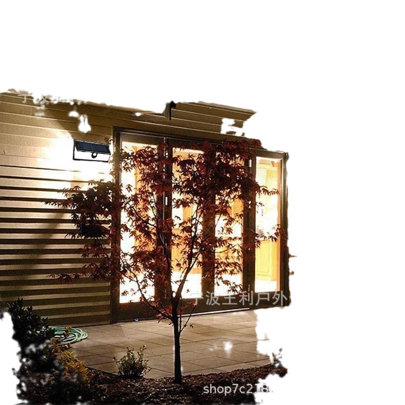 New 190LED solar wall lamp, three-sided luminous solar lamp for courtyard, human-sensing waterproof staircase lamp Item Picture